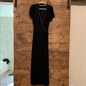 Double D Ranch Black Maxi Wrap Dress with Stud Trim